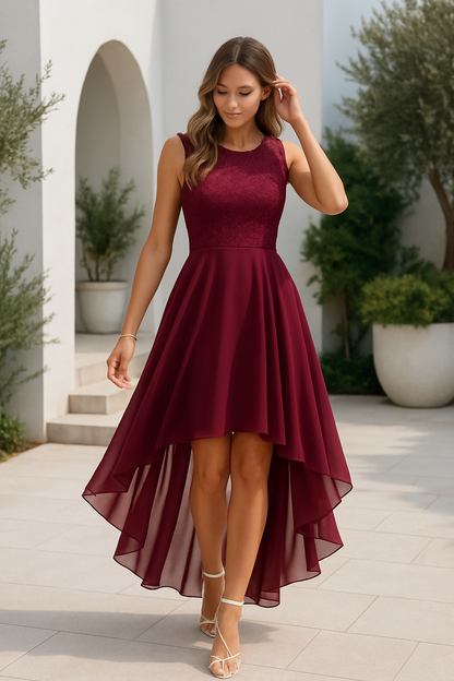 Da Donna Abito Elegante High-Low Asimmetrico da Cerimonia