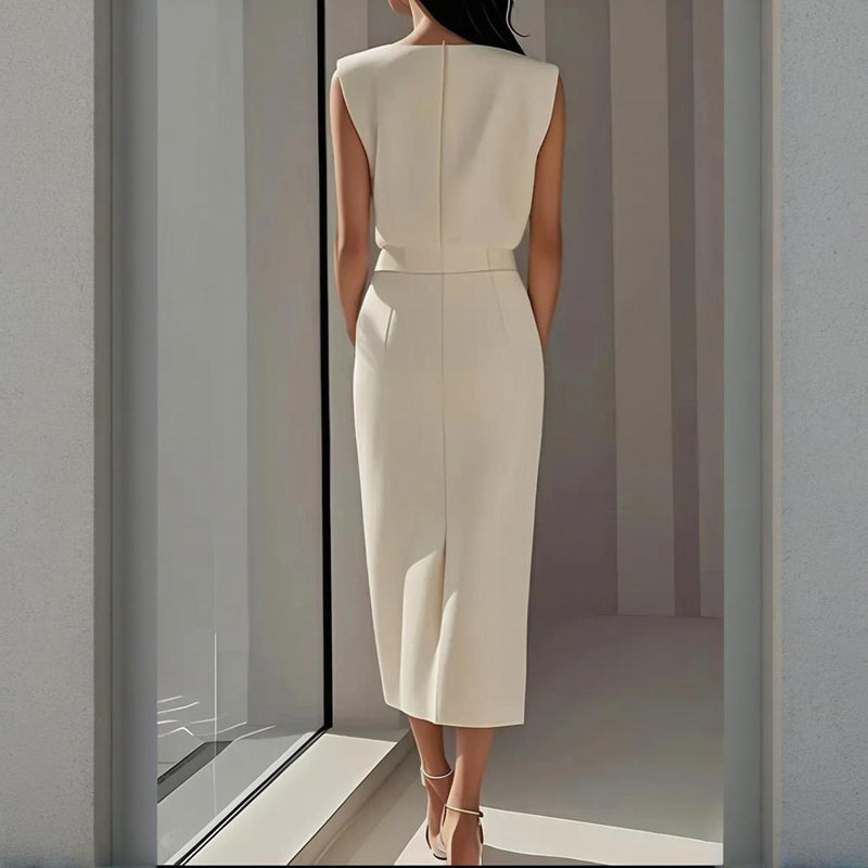 Da Donna Abito Midi Sartoriale con Dettagli Laterali
