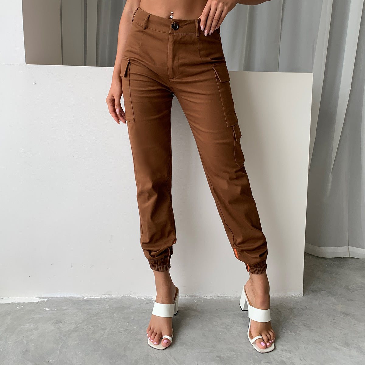 Da Donna Pantaloni Cargo Affusolati con Tasche Vestibilità Utility
