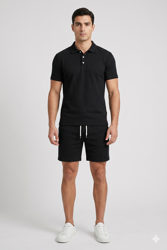 Da Uomo Completo Coordinato Polo Maglia e Shorts Strutturati