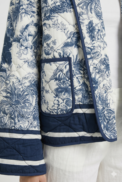 Da Donna Giacca Trapuntata Floreale Strutturata Leggera Elegante