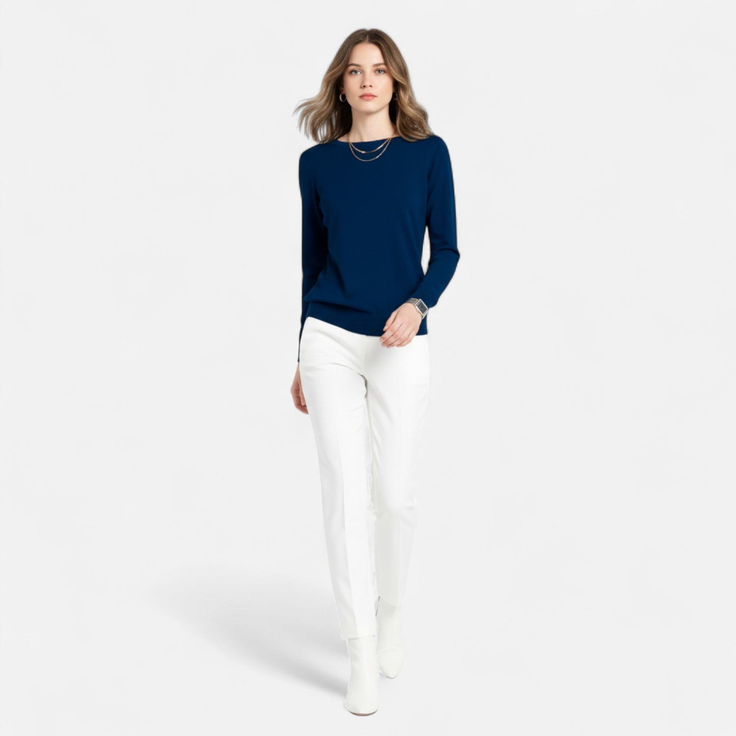 Da Donna Maglia Girocollo Minimal in Maglia Morbida