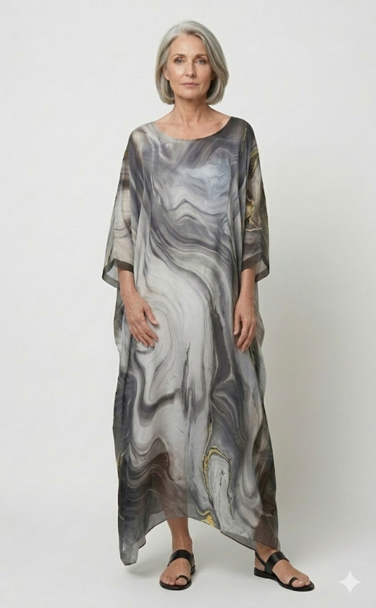 Da Donna Abito Maxi Fluido Oversize Orlo Asimmetrico Elegante