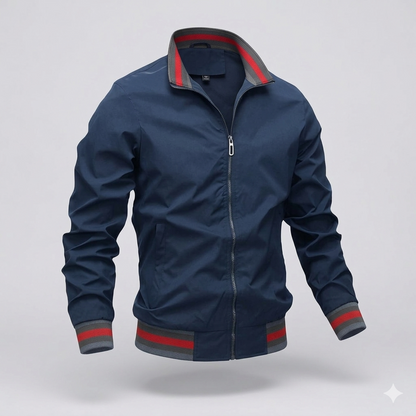 Da Uomo Giacca Leggera Zip Front Collo Strutturato Moderna