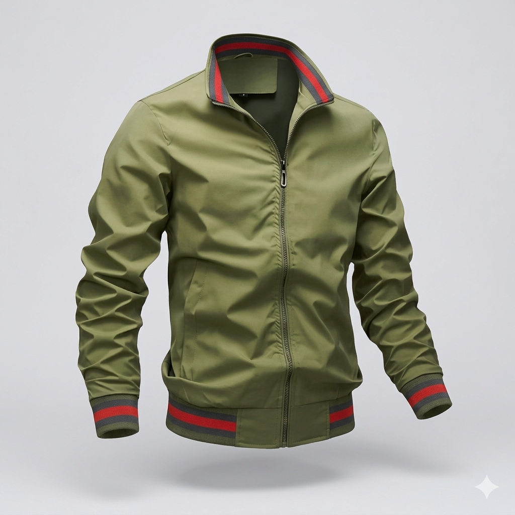 Da Uomo Giacca Leggera Zip Front Collo Strutturato Moderna