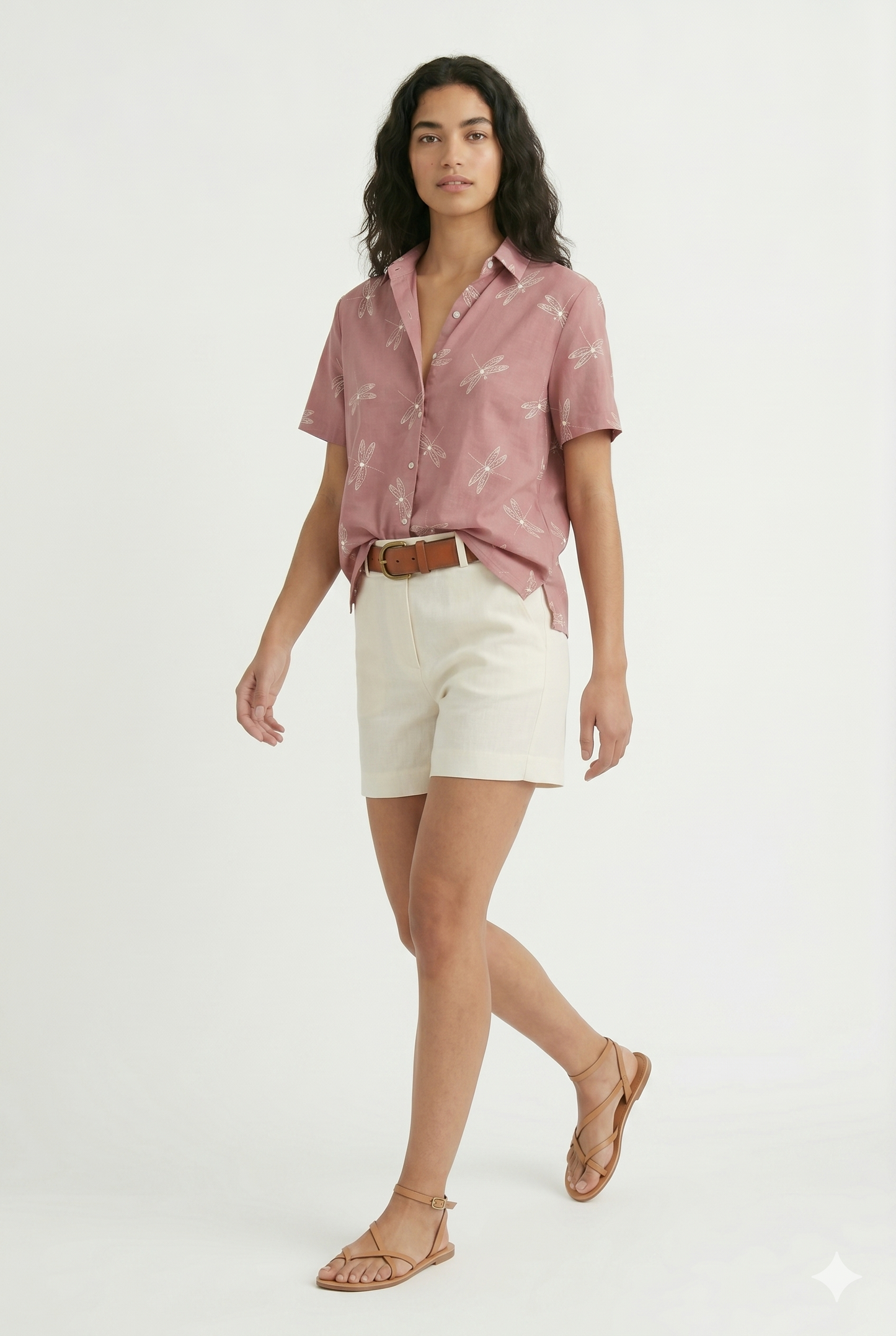 Da Donna Camicia Leggera Manica Corta Stampa Libellule Casual