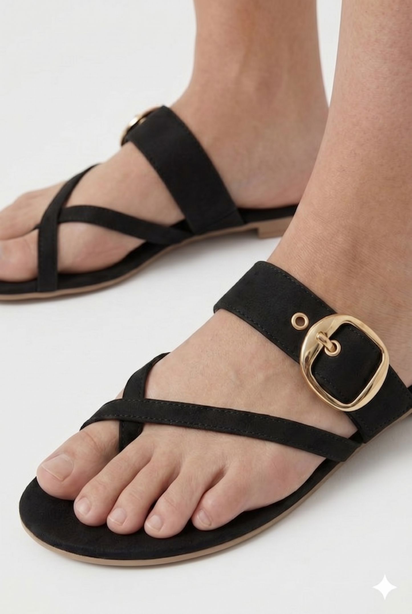 Da Donna Sandali Flat Cinturini Incrociati Fibbia Elegante Estiva