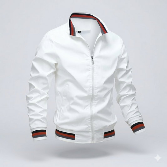 Da Uomo Giacca Leggera Zip Front Collo Strutturato Moderna
