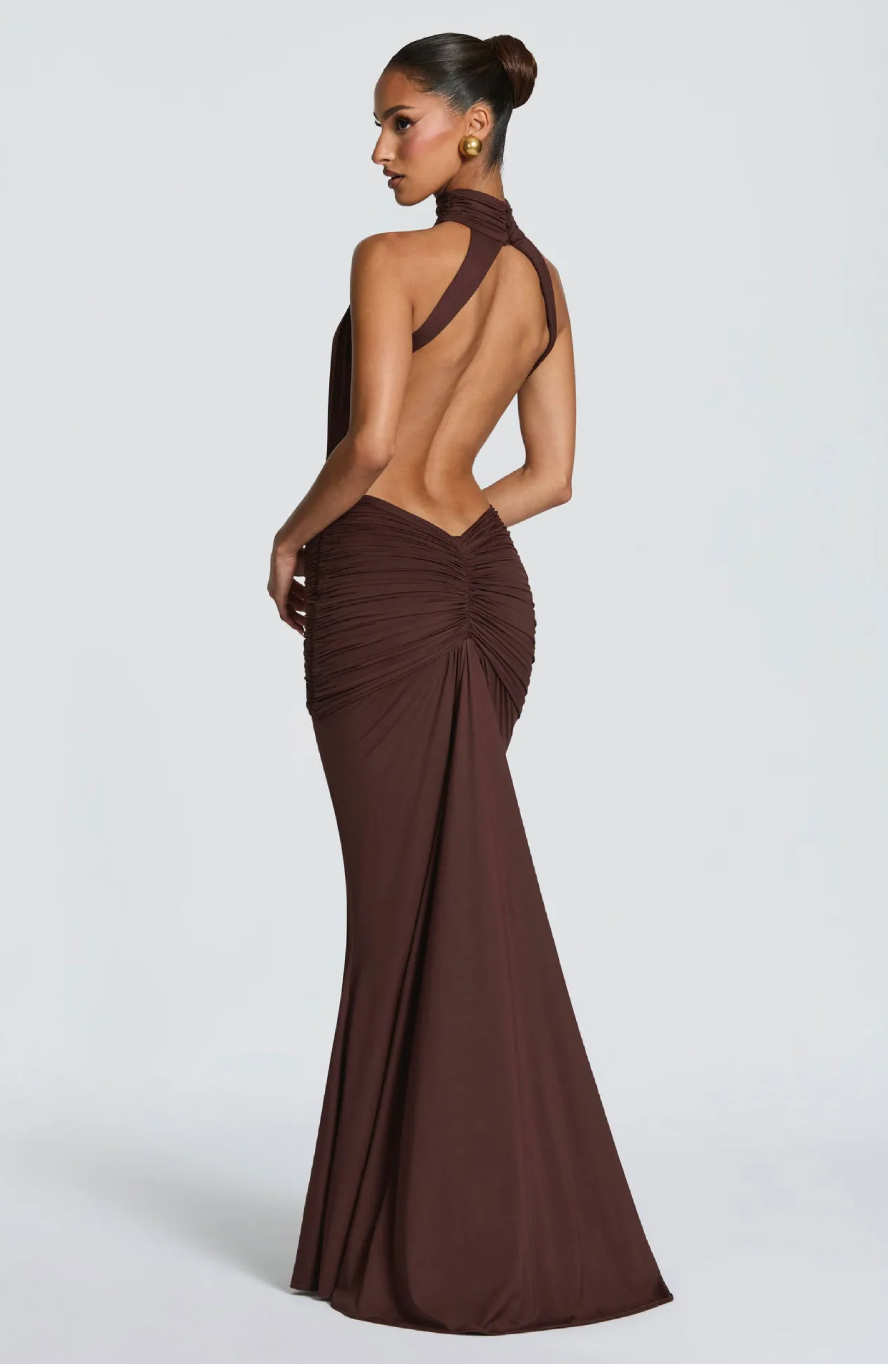 Da Donna Abito Maxi All'Americana con Vita Arricciata con Apertura