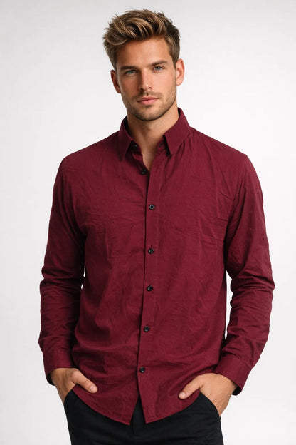 Da Uomo Camicia Classica con Tasca sul Petto Ordinata