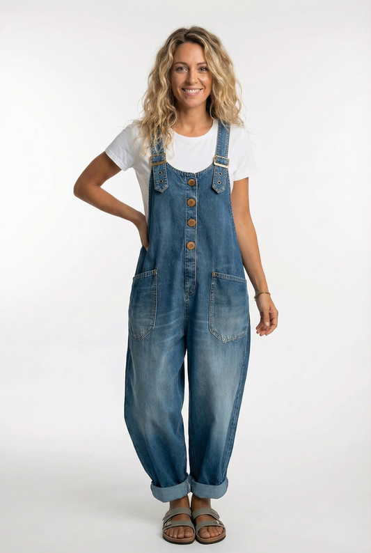 Da Donna Salopette in Denim con Spalline Regolabili