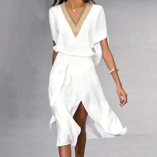 Da Donna Abito Midi Scollo V Drappeggiato Eleganza Moderna