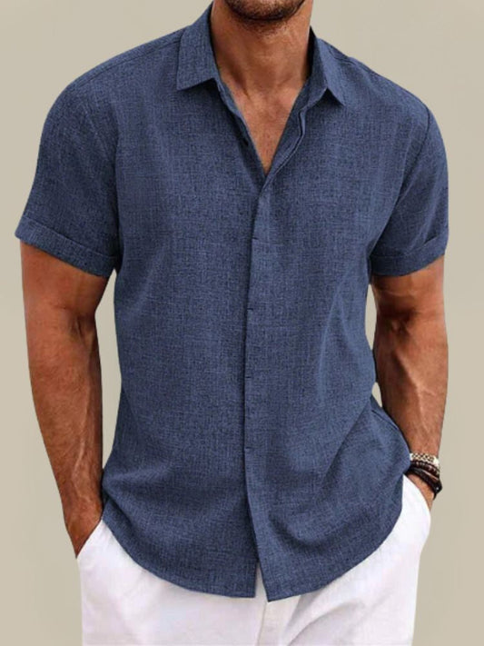 Da Uomo Camicia Relax In Lino Con Colletto