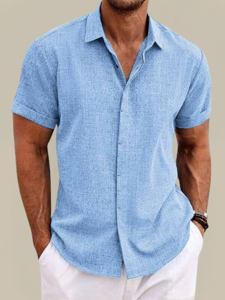 Da Uomo Camicia Relax In Lino Con Colletto
