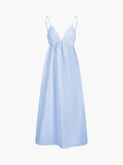 Da Donna Abito Maxi con Spalline Scollo Profondo e Vita Aperta