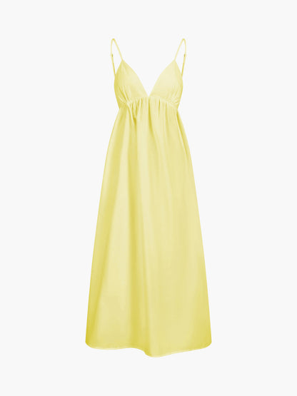 Da Donna Abito Maxi con Spalline Scollo Profondo e Vita Aperta