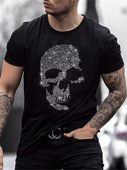 Men's T-Shirt with Cross Graphic and Rhinestones Modern Urban