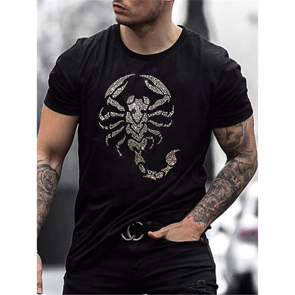 Men's T-Shirt with Cross Graphic and Rhinestones Modern Urban