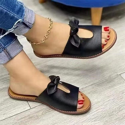 Women's Flat Sandals with Bow and Open Toe