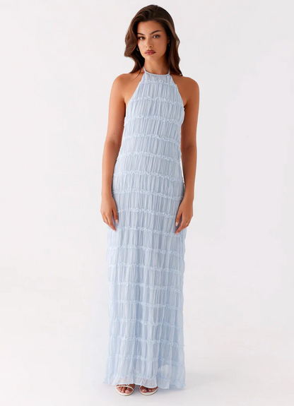 Da Donna Abito Maxi Testurizzato con Collo all'Americana da Invitata a Matrimonio
