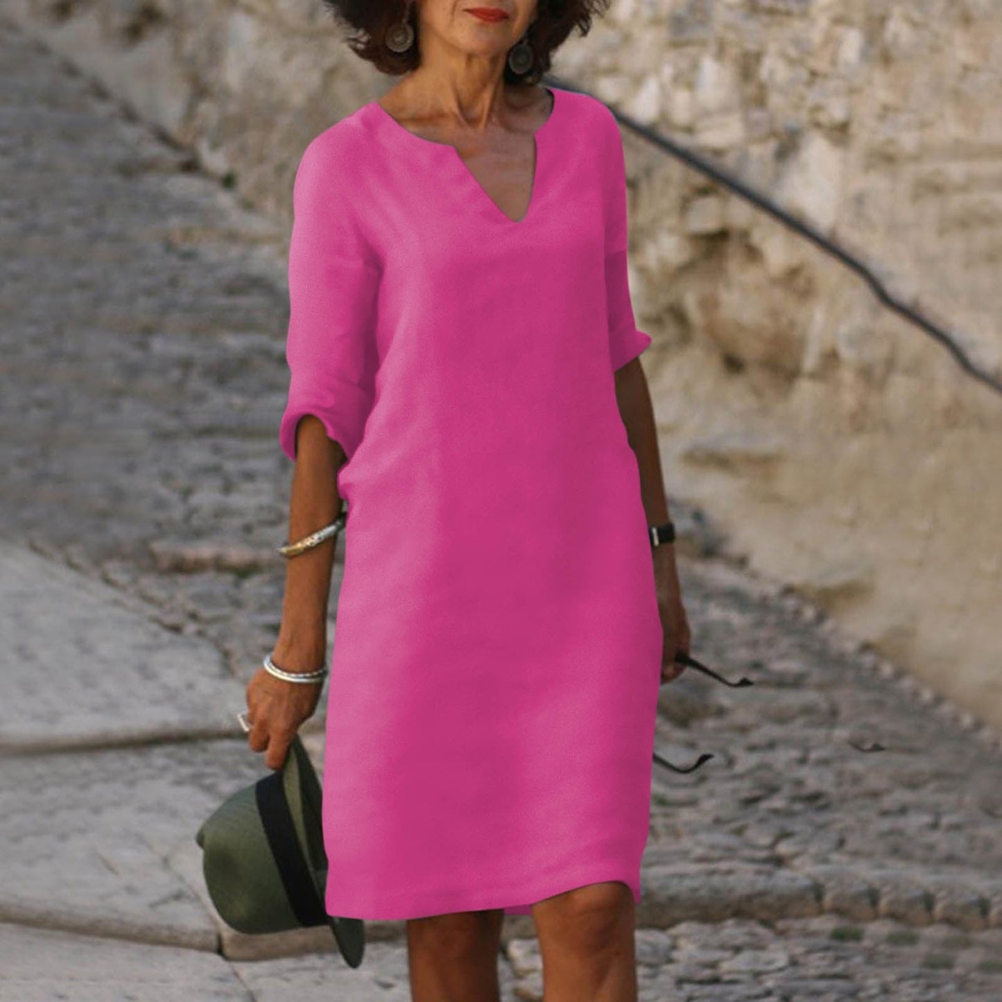 Women's Midi Dress with Soft Silhouette in Refined Summer Style