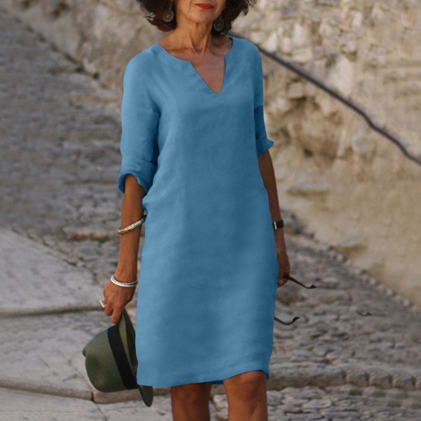 Women's Midi Dress with Soft Silhouette in Refined Summer Style