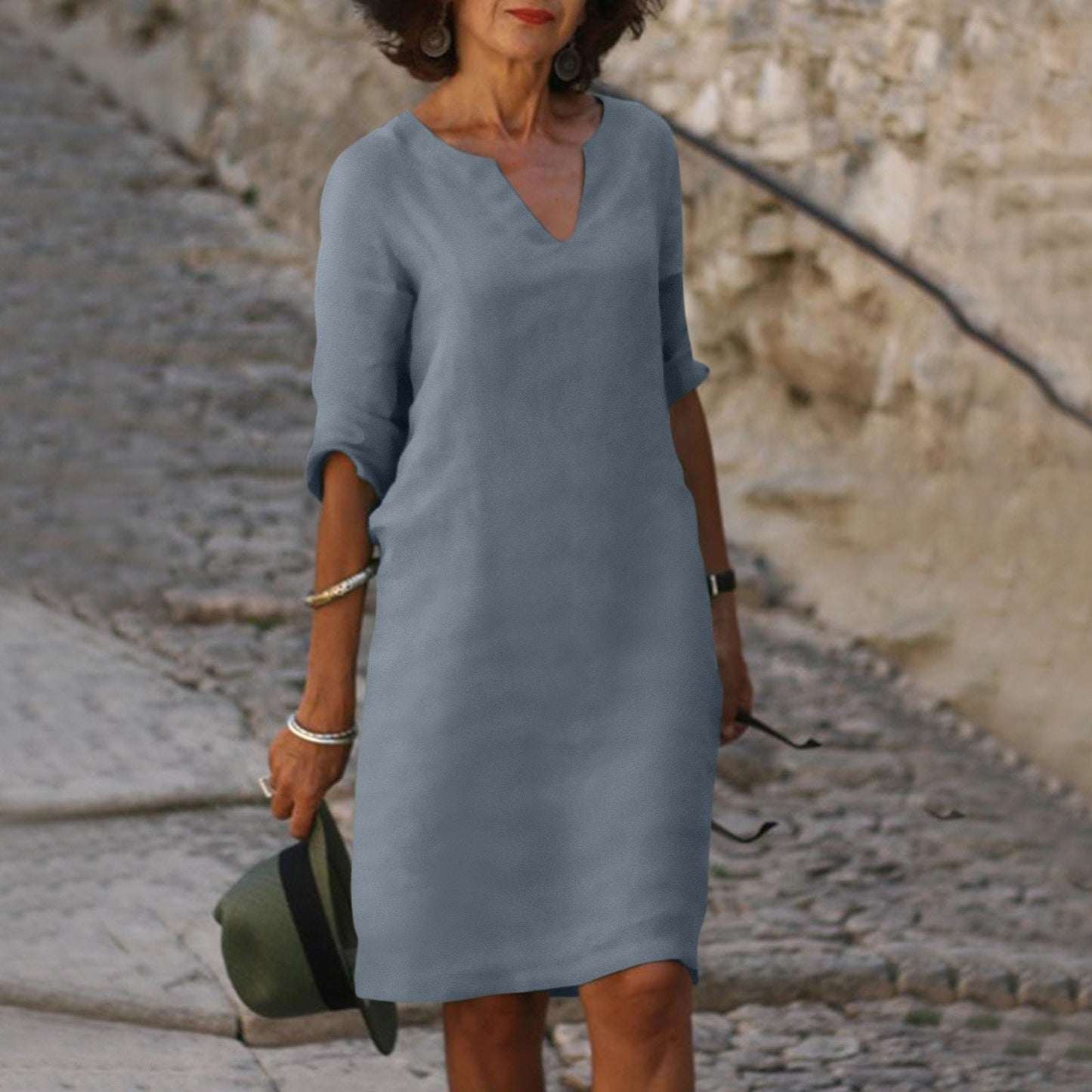 Women's Midi Dress with Soft Silhouette in Refined Summer Style