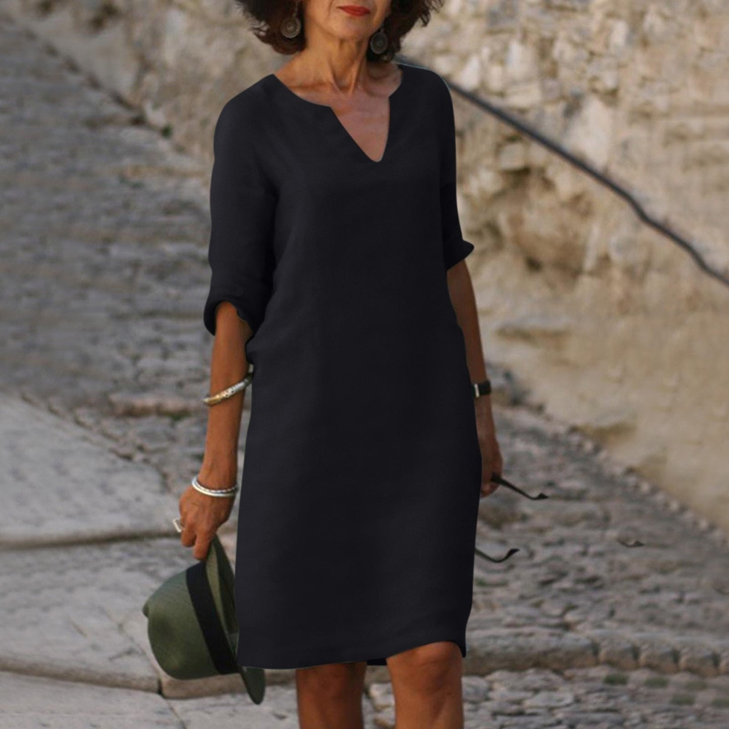 Women's Midi Dress with Soft Silhouette in Refined Summer Style