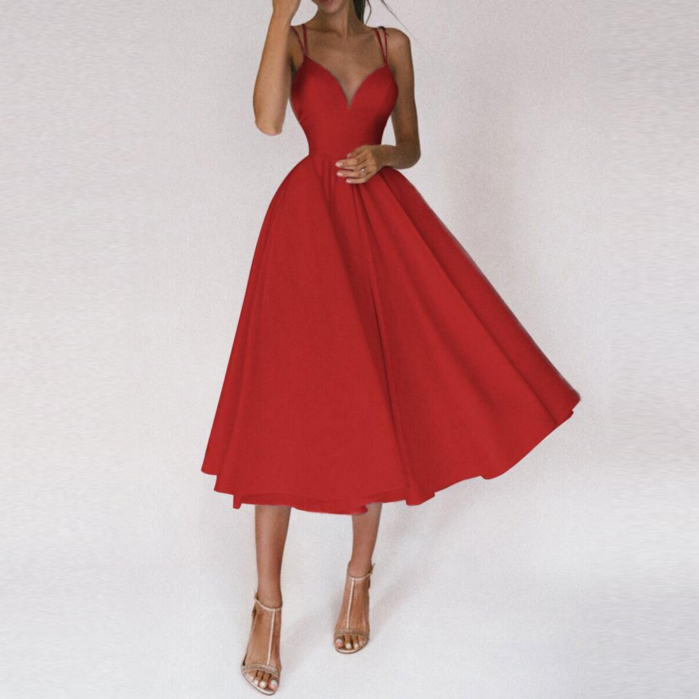 Women's Structured Midi Dress with Wide Fluid Skirt
