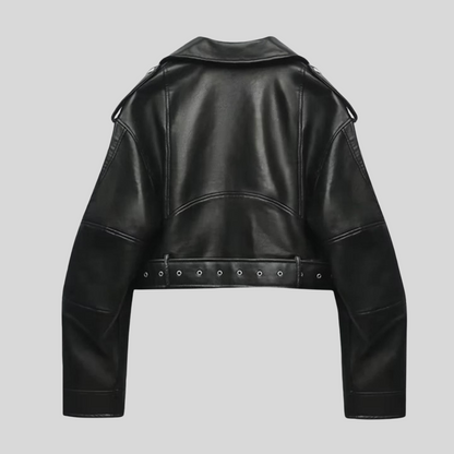 Da Donna Giacca Biker Cropped Con Cintura Strutturata