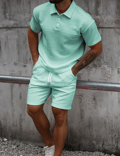 Da Uomo Set Outfit con Polo Testurizzata e Shorts