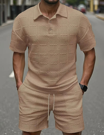 Da Uomo Set Outfit con Polo Testurizzata e Shorts