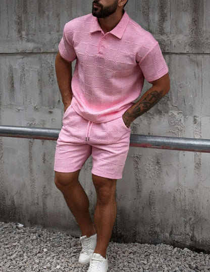 Da Uomo Set Outfit con Polo Testurizzata e Shorts