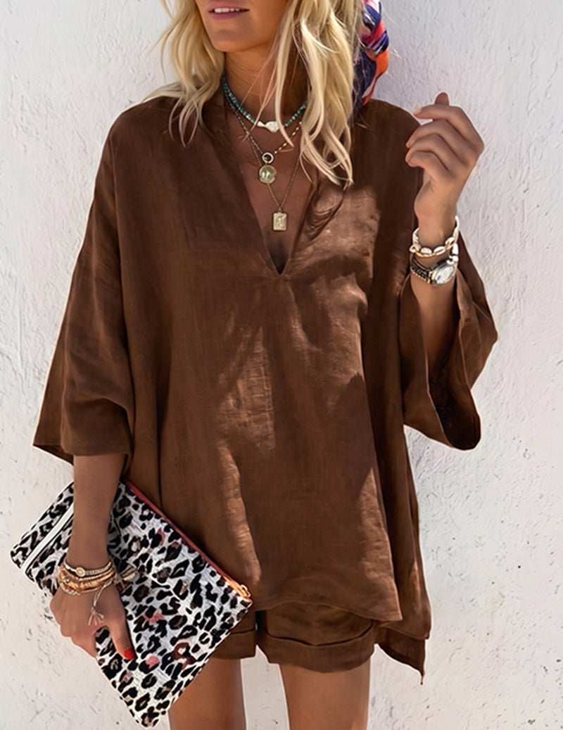 Da Donna Set Lounge con Top Comodo con Scollo a V