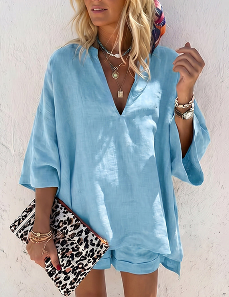 Da Donna Set Lounge con Top Comodo con Scollo a V