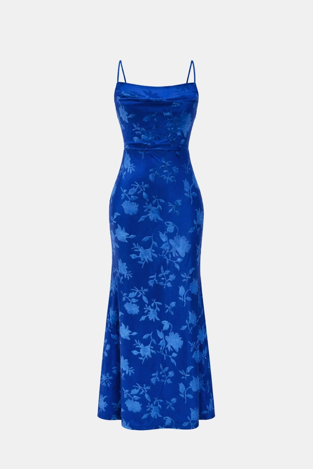 Da Donna Abito Maxi con Scollo Drappeggiato e Orlo a Coda di Pesce