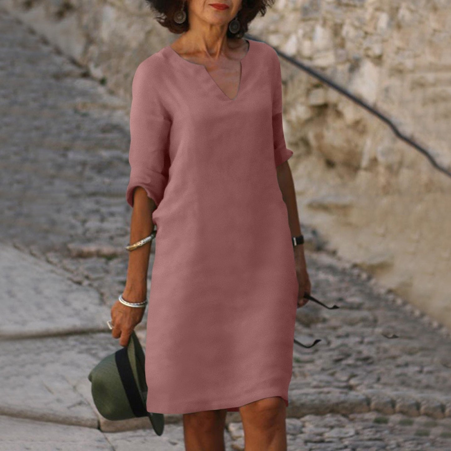 Women's Midi Dress with Soft Silhouette in Refined Summer Style