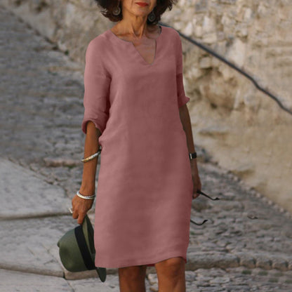 Women's Midi Dress with Soft Silhouette in Refined Summer Style