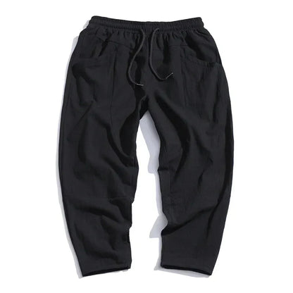Men's Cropped Drawstring Pants Loose Fit Relaxed Modern