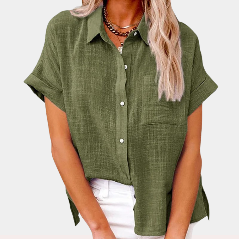 Da Donna Blusa Morbida con Chiusura Frontale Essenziale