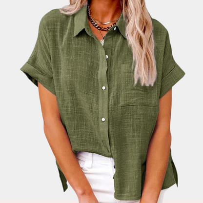 Da Donna Blusa Morbida con Chiusura Frontale Essenziale