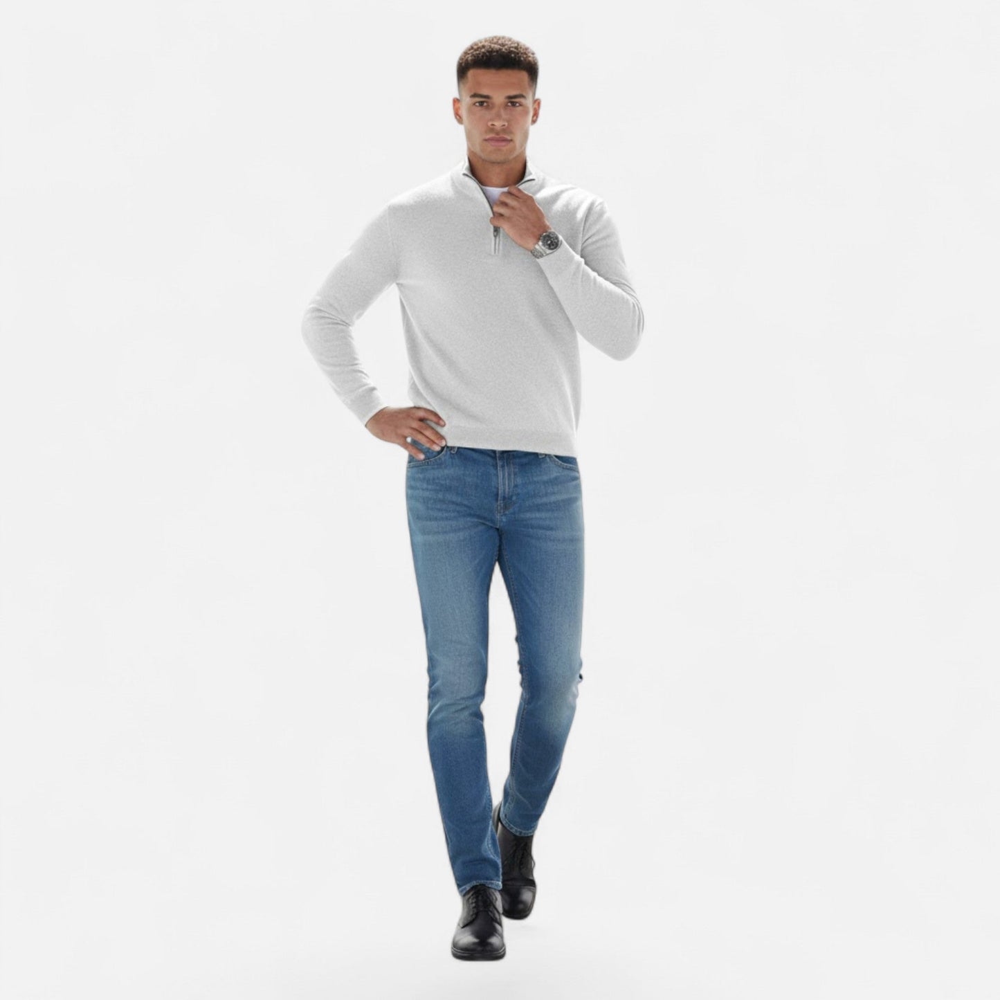 Da Uomo Maglia Heritage con Zip Collo Alto in Cashmere Blend