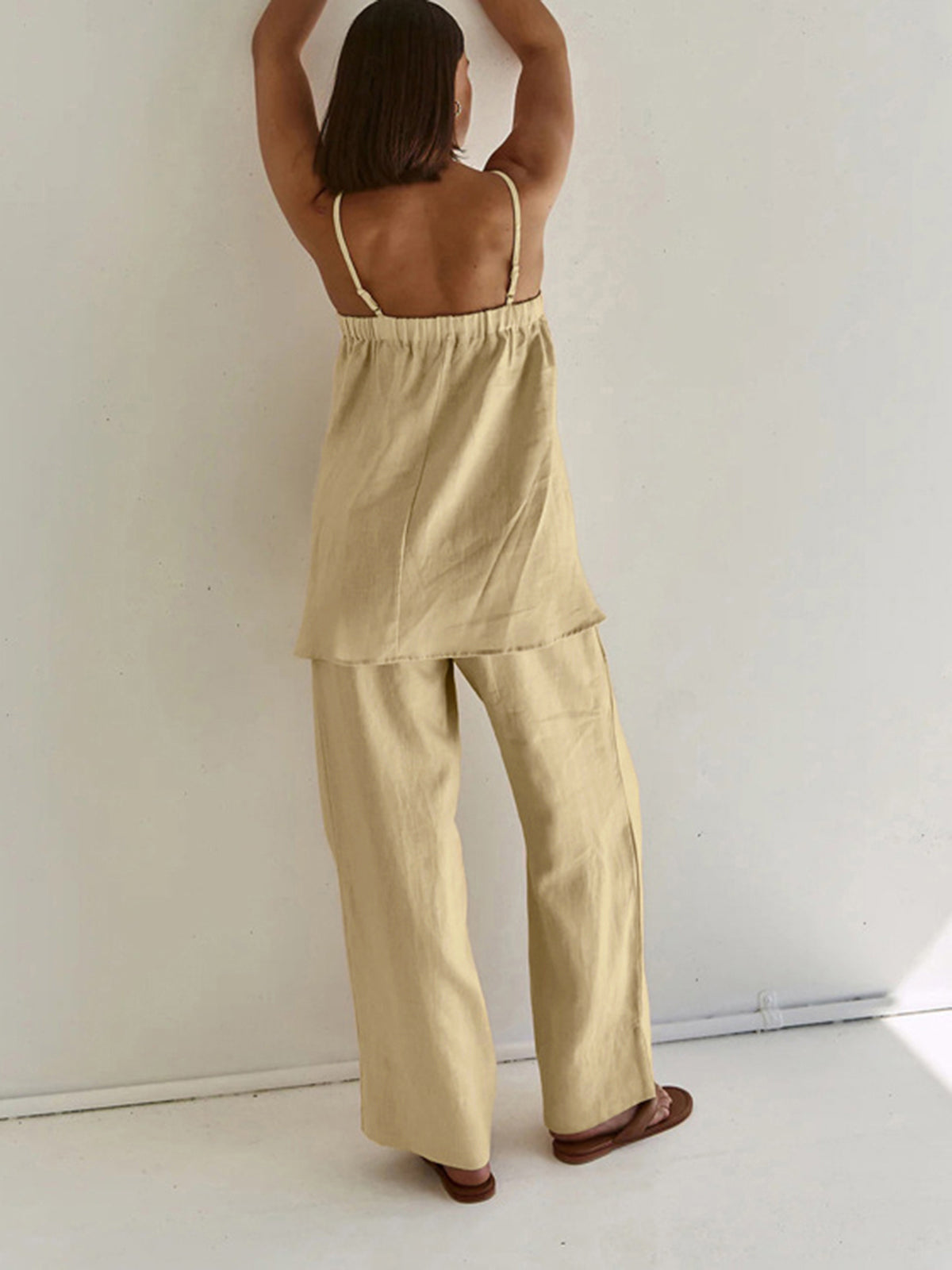 Da Donna Completo Canotta Arricciata con Pantaloni Ampi