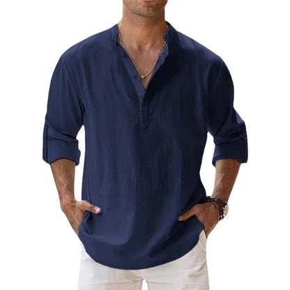 Da Uomo Camicia in Cotone e Lino Leggera Traspirante