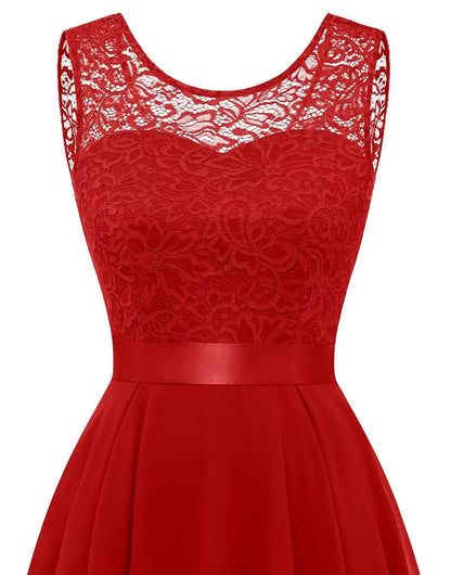Da Donna Abito High-Low Elegante Fluido Senza Maniche