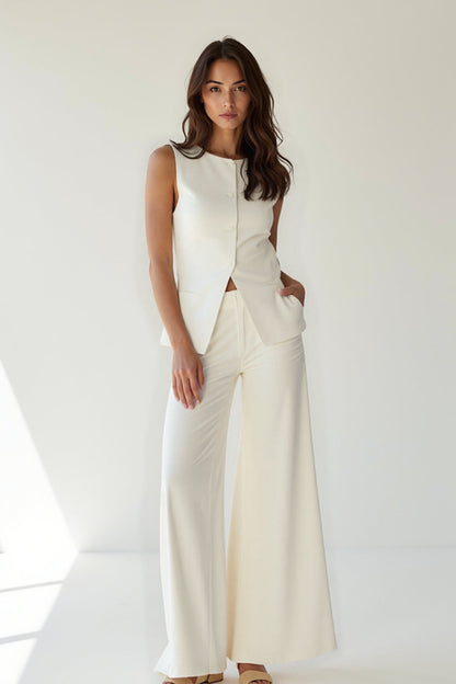 Da Donna Completo Gilet Sartoriale con Pantaloni Ampi