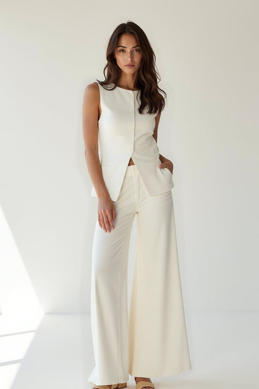 Da Donna Completo Gilet Sartoriale con Pantaloni Ampi
