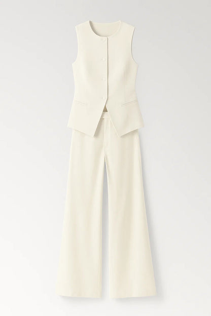 Da Donna Completo Gilet Sartoriale con Pantaloni Ampi
