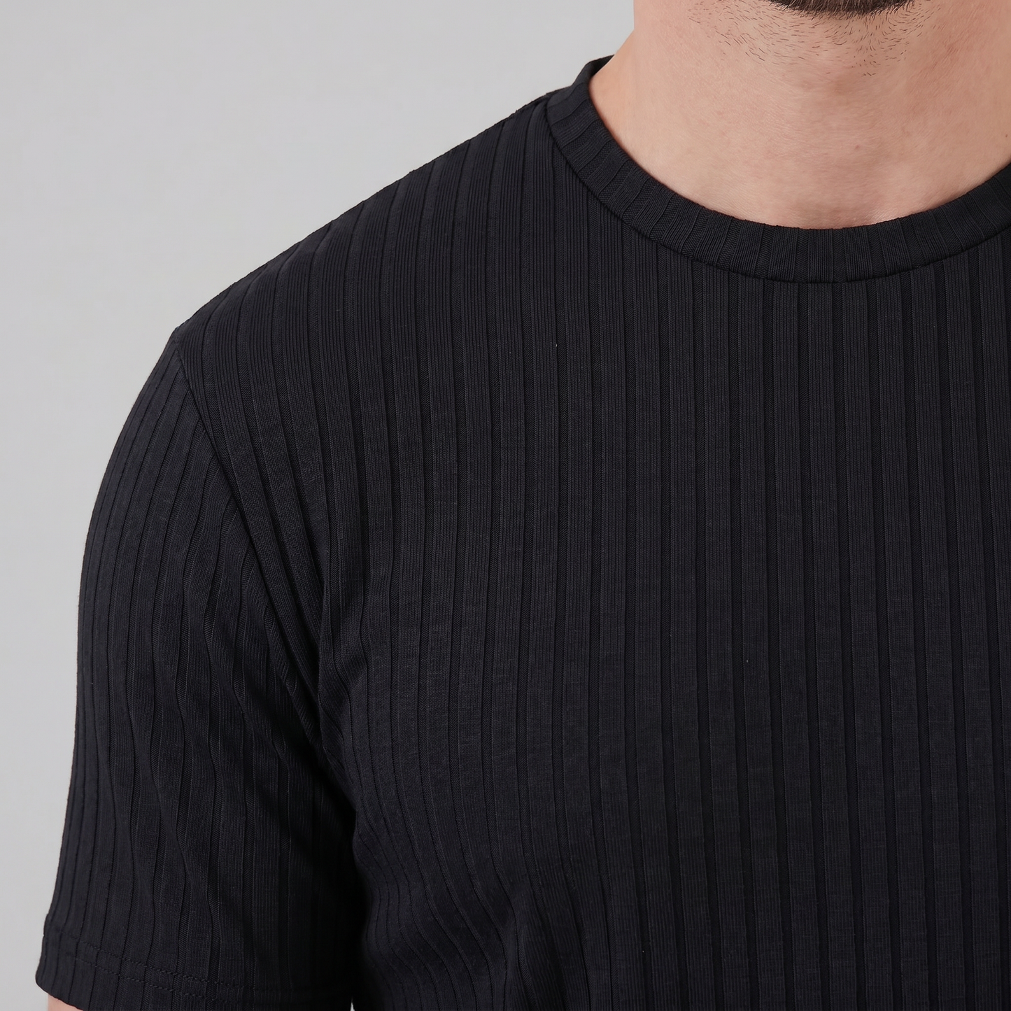 Da Uomo T-Shirt a Costine Girocollo Slim Fit