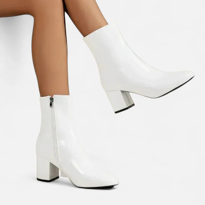 Da Donna Stivaletti Pelle Tacco Blocco Struttura Essenziale Elegante